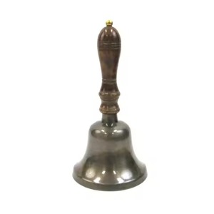 Campana de Servicio de Latón con Mango de Madera, Chapada en Oro, Acabado Pulido, Forma Redonda, para Decoración del Hogar - Product Image 2
