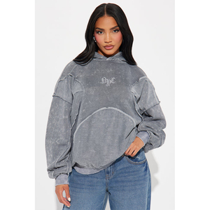 OEM Custom Women Washed Hoodie Vintage Oversized Sweatshirt Casual Streetwear Supplier USA Fashion - Product Image 1