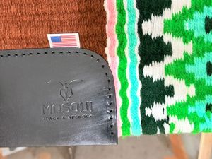 Manaal Enterprises Classic <b>Blue</b> Geometric Pattern Western Equestrian Saddle Pad Cotton Material Fleece Lined Wool Shell Horse - Product Image 4