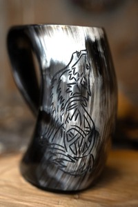 Real Viking Horn Mugs Polished Lightweight Customized <b>Vintage</b> Style 400ml Capacity Dishwasher Microwave <b>Safe</b> Star Pattern Gift - Product Image 5