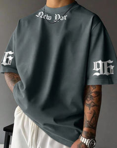 Camisetas Personalizadas al por Mayor Directo de Fábrica para Hombre, Hombros Caídos, 100% Algodón Grueso, Camisetas Deportivas con Estampado Gráfico DTG - Product Image 1