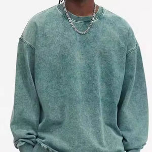 Sweatshirts Oversized Drop Shoulder Wholesale 420gsm Washed Men's Round Neck Hoodie Heavy Loose Blank Street Retro Shirts - Product Image 3