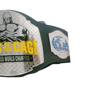 Cinturón de Campeón Mundial King of the Cage Unlimited con Correa Negra y Diseño Plateado, Título Personalizable para Fanáticos - Product Image 4