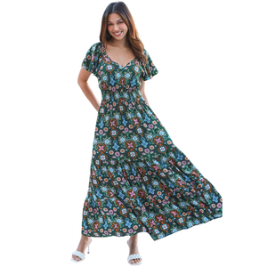 Robe longue décontractée à imprimé floral pour femme, avec découpes, idéale pour l'été - Product Image 3