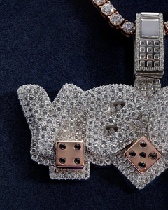 Luxury <b>Iced</b> <b>Out</b> Moissanite Dice Pendant Necklace Hip Hop Statement <b>Chain</b> Custom Letter Style High Shine Jewelry Gift - Product Image 2