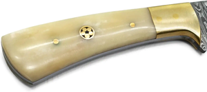 Couteau de chasse personnalisable en acier inoxydable avec couteau à dépecer incurvé fait main confortable et manche en os, et étui en cuir - Product Image 2