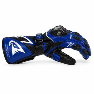 Guantes de Carreras Storms Trike Pro Lightning, de Cuero, con Dedos Completos, Color Azul y Negro, Correa de Muñeca Ajustable, Guantes para Motociclismo - Product Image 3