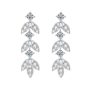Boucles d'oreilles mini feuille en moissanite couleur D, plaqué or 18 carats, argent sterling 925, bijoux fins tendance, cadeau de mariage pour femme, vente en gros - Product Image 1