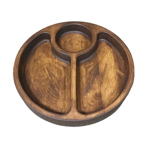 Plateau à croustilles et à trempette rond en bois avec deux sections Plat de service élégant avec compartiments divisés dernier - Product Image 1