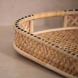 Plateau en rotin écologique, fait main, tissé, rectangulaire, plateau de service, design ouvert, décoration de table naturelle, maison, restaurant, vente en gros - Product Image 3