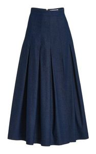 Jupe midi en jean pour femme, coupe trapèze, couleur unie, boutonnée sur le devant, en coton délavé, style décontracté, coupe ample, printemps - Product Image 2