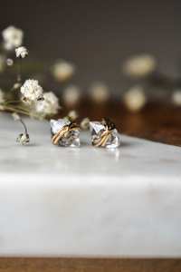 Pendientes de circonita Herkimer envueltos en alambre, cristales crudos de sal y pimienta, plata de ley 925, joyería chapada en oro de 14 quilates - Product Image 5