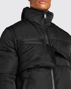 Veste matelassée OEM de haute qualité pour l'hiver, style streetwear, coupe-vent, couleur unie noire, personnalisable - Product Image 3
