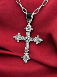 2 Ctw Round Cut Moissanite Diamond <b>Cross</b> <b>Pendant</b> Necklace In Gold Plated 925 <b>Silver</b> Minimalist Jewelry From Indian Supplier - Product Image 2