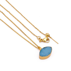 Collar con Colgante de Drusa Natural, Joyería Boho Chic Hecha a Mano en Latón Chapado en Oro de 18K para Mujer, Proveedor Mayorista - Product Image 3