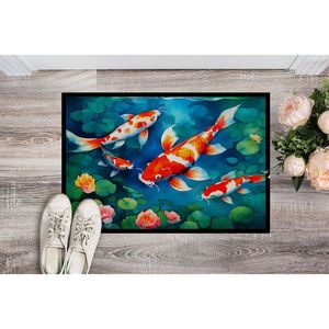 Paillasson Koi Fish antidérapant lavable à poils bas 24H X 36W tapis d'entrée intérieur extérieur pour porte d'entrée - Product Image 2