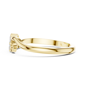 Anillo de Diamantes Floral en Oro Amarillo, Elegante Banda Trenzada con Racimo de Flores, Anillo de Compromiso y Boda para Mujer - Product Image 3