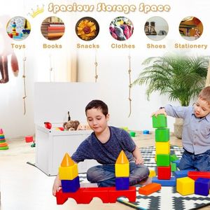 Boîte de rangement en bois avec charnière de sécurité pour jouets d'enfants et d'adolescents - Product Image 2
