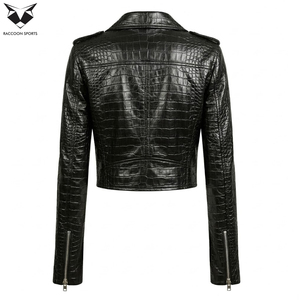 OEM ODM Highest Quality Women Sheep Skin Textured <b>Leather</b> Slim Fit <b>Long</b> Sleeve Studded Design Black Customized Outerwear <b>Jackets</b> - Product Image 2