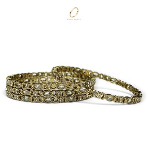 Vintage Antique <b>Crystal</b> Premium Gold Plated Kashmiri Bangles Set for Women Wholesale Indian Wedding Fashion at Low Price - Product Image 5