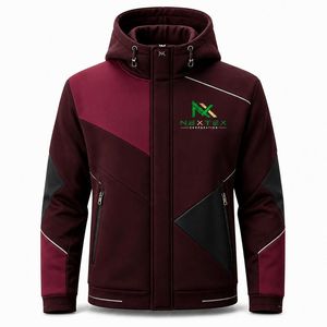 Sudadera con Capucha para Hombre, Talla Grande, Invierno, Cierre Completo, Bloques de Color, Impresión Digital, Paneles en Contraste, Ropa Deportiva Casual - Product Image 2