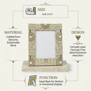 Elegant Bone Inlay Photo <b>Frame</b> <b>4x6</b> Inch | Premium Handcrafted Carved Decorative Picture <b>Frame</b> for Tabletop, Office & Gifting - Product Image 4