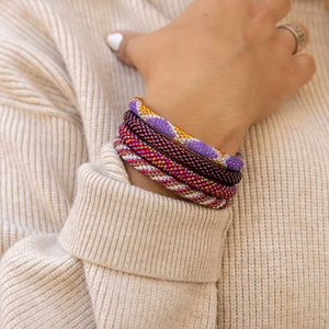 Conjunto de pulseras de cuerda de ganchillo con cuentas de vidrio bohemias de moda, pulseras enrolladas de Nepal, joyería tejida a mano para mujer, accesorios - Product Image 1