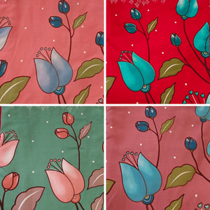 Ensemble short et chemise à manches courtes pour femme, été, en tissu floral non tissé en rayonne, confortable et doux, teint en pièce, avec cordon de serrage, motif cerise - Product Image 6