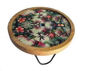 Base Redonda de Madera con Diseño Floral Tropical Bohemio para Pastel, Decorativa y Multiusos para Decoración del Hogar o Mesa de Centro - Product Image 5