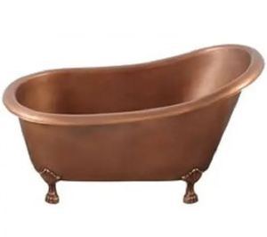 Bañera de pie con base decorativa, acabado en níquel pulido por dentro y por fuera, cobre brillante, para baño - Product Image 4