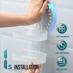 Portasapone a doppio strato in spugna resistente con ventosa, nessun attrezzo richiesto, salvasapone per bagno e cucina - Product Image 3