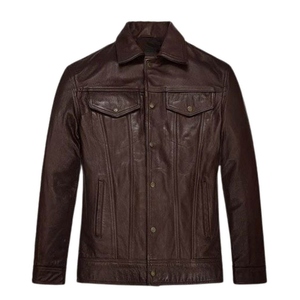 Factory Made Slim Fit Leather <b>Shirt</b> <b>For</b> <b>Men</b>’s <b>Shirts</b> Casual Street Wear Breathable Genuine Leather Custom OEM Design - Product Image 1