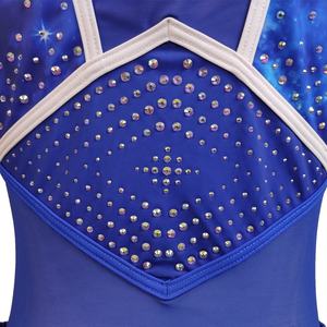 Custom Printed Blue & White Cheerleading Uniform Set with Rhinestones 100% Polyester School Sports Training & Competition Wear - Product Image 3