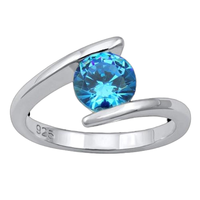 Bague topaze bleue en argent sterling 925 OEM la plus tendance Bijoux de naissance de décembre personnalisés Commandes en gros de marque privée pour les détaillants