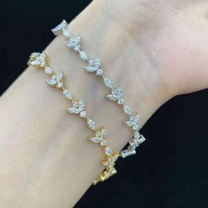 RAMDUT IMPEX Silver/Gold Moissanite Brilliant Cut Channel Setting Tennis Bracelet Geometric Design Trendy Unisex Party <b>Gift</b> GRA - Product Image 3