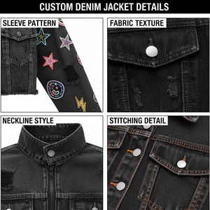 Chaqueta vaquera corta negra con logo personalizado, lavado ácido, dobladillo sin rematar, efecto desgastado vintage para mujer, venta al por mayor, estilo streetwear - Product Image 6