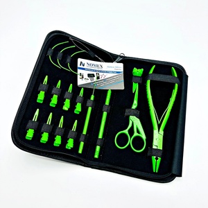 Kit d'outils pour extensions de cheveux pour étudiants, pinces de sectionnement des cheveux en acier inoxydable avec revêtement en poudre verte, outil à boucle et à crochet - Product Image 5