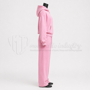 Women’s <b>Pink</b> Tracksuit Set Zip Up <b>Hoodie</b> Jacket Wide Leg Sweatpants 2 Piece Casual Sportswear Lounge Set Custom Wholesale - Product Image 5
