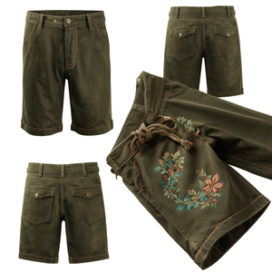 Pantalones Cortos Bávaros Verde Musgo para Hombre, Pantalones Cortos Tradicionales Bordados de Primera Calidad para el Oktoberfest - Product Image 2