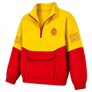 NSPDK Sorority Half Zip <b>Pullover</b> Sweatshirt Red & Yellow Color Block Pocket Design Unisex Regular Fit Autumn Women's Sweatshirt - Product Image 2