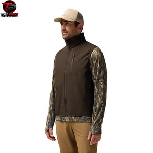 Gilet utilitaire softshell marron foncé pour homme, col montant, fermeture éclair intégrale, poche verticale sur la poitrine, pour la chasse, la pêche, la randonnée, coupe-vent - Product Image 2