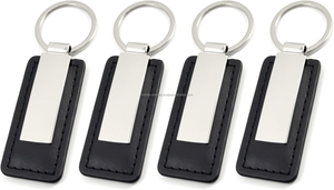 <b>Custom</b> Logo Metal Leather <b>Keychain</b> Premium Stainless Steel Key Holder Corporate Promotional Gift - Product Image 5