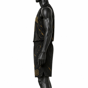 Ensemble d'uniformes personnalisés pour équipe de basketball |   Maillots respirants en polyester 100% sublimé, shorts à cordon de serrage |   T-shirts à bretelles en V |   Personnalisé - Product Image 4