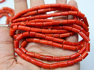 Perles tubulaires lisses en corail rouge italien naturel, pierres précieuses en vrac pour la fabrication de bijoux, vente en gros - Product Image 3