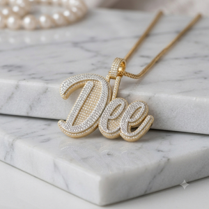 Men's 925 <b>silver</b> Moissanite Diamond Big pendant Iced Custom Letter <b>Initial</b> Cursive Name <b>Necklace</b> Bling Hip hop Rapper's Jewelry - Product Image 3