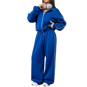 <b>Women</b> <b>Fleece</b> Tracksuit Two Piece Hoodie <b>Jogger</b> Pants Warm Winter Casual Sportswear Matching Set Custom Private Label - Product Image 4