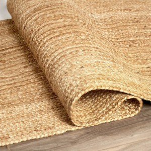 Tapis de sol rectangulaire en jute naturelle, tissage plat, écologique, style scandinave, pour salle à manger, nettoyage facile, poils fins - Product Image 5