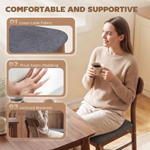 Set di 4 Sedie da Pranzo Grigie Imbottite con Seduta Imbottita e Gambe in Legno, Caratteristica Rimovibile per Uso in Cucina - Product Image 5
