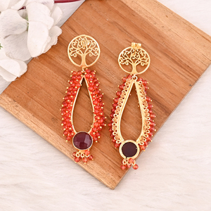 Red Hydro <b>Garnet</b> Hydro Gemstone Brass Bezel Set <b>Earrings</b> Gold Plated Handmade Jewelry Shilpi Impex for Women Wholesale Lot 10 - Product Image 5