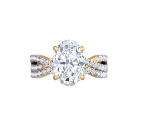 Anillo de Compromiso de Diamante Cultivado en Laboratorio con Corte Ovalado, Chapado en Oro sobre Plata 925, Anillo de Boda Solitario para Mujer, Certificado por Terceros - Product Image 4